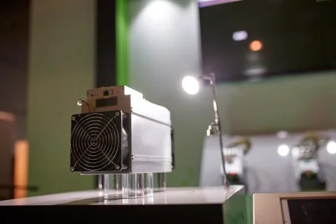 Cryptocurrency mining equipment - ASIC - application specific integrated circuit Stock-Fotos