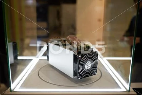 Cryptocurrency mining equipment - ASIC - application specific integrated circuit Stock Photos