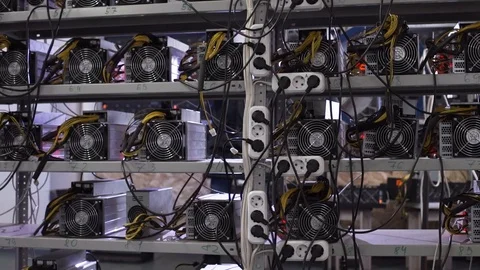 Cryptocurrency mining farm Stock Footage 119650855