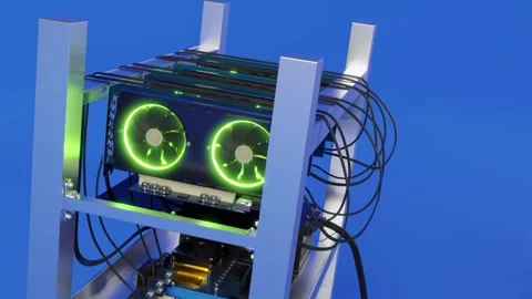 Cryptocurrency mining farm with many GPU, videocards, motherboards Stock Footage 152966626