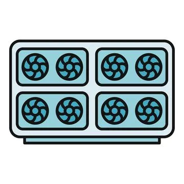 Cryptocurrency mining farm rack cooling technology Stock Illustration