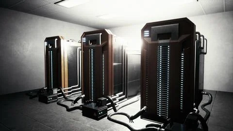 Cryptocurrency mining farm using computer graphic cards 스톡 일러스트