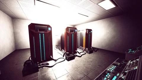 Cryptocurrency mining farm using computer graphic cards 스톡 일러스트