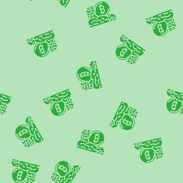 Cryptocurrency mining glyph vector seamless pattern Stock Illustration