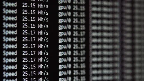 Cryptocurrency Mining With Graphical User Interface (GPU or Video Card) Stock Footage 86605596