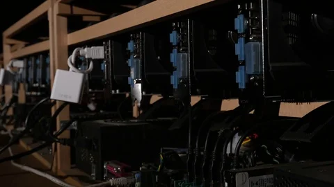 Cryptocurrency Mining Hardware Stock Footage 81599777