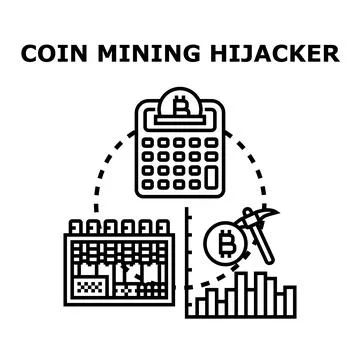 Cryptocurrency mining hijacker concept protecting digital assets Illustrazione stock