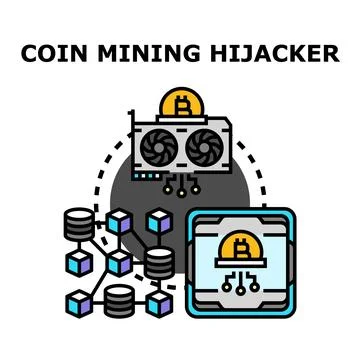 Cryptocurrency mining hijacker concept vector illustration Illustrazione stock