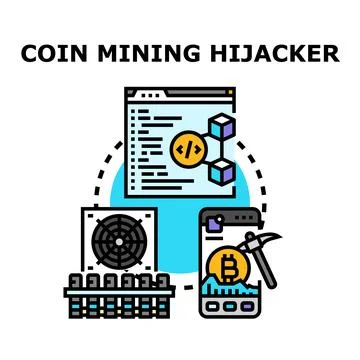 Cryptocurrency mining hijacker concept vector illustration Stock Illustration
