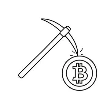Cryptocurrency mining icon. Vector illustration. Outline design. Stock Illustration