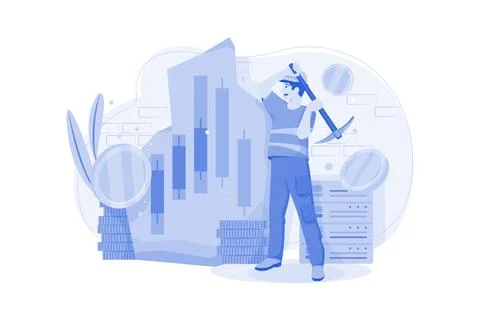 Cryptocurrency Mining Illustration concept on white background Stock Illustration
