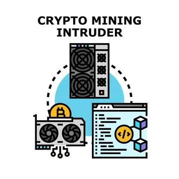 Cryptocurrency mining intruder concept vector illustration Stock Illustration