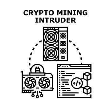 Cryptocurrency mining intruder concept vector illustration Ilustración de archivo
