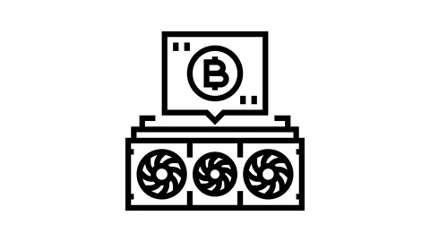 Cryptocurrency mining line icon animation 動画素材 326130083