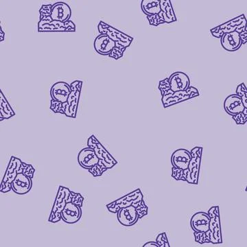 Cryptocurrency mining line vector seamless pattern イラスト素材