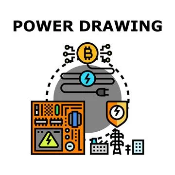 Cryptocurrency mining power consumption and energy demand Ilustração Stock