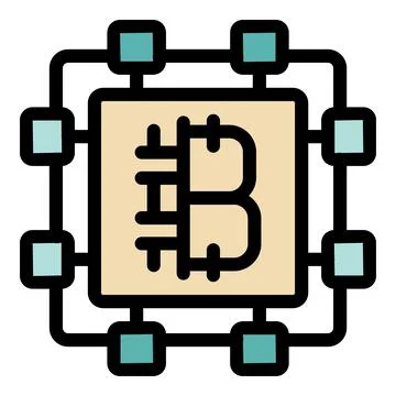 Cryptocurrency mining processing chip managing blockchain transactions Stock Illustration