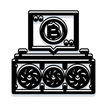 Cryptocurrency mining rig processing digital currency Stock Illustration