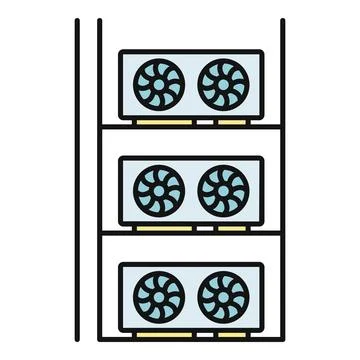 Cryptocurrency mining rig processing digital blockchain transaction system Stock Illustration