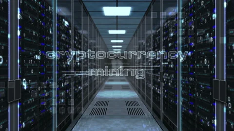 Cryptocurrency mining in server room Stock Footage 105267954