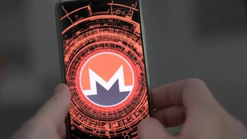 Cryptocurrency mining smartphones able to mining Monero coins Foto stock