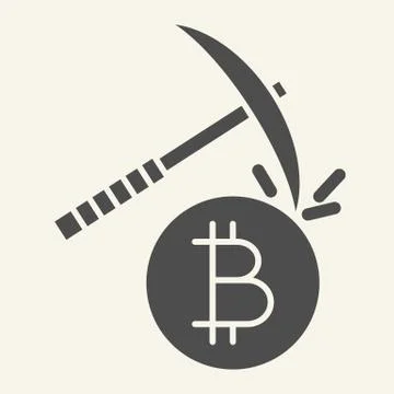 Cryptocurrency mining solid icon. Crypto pickaxe vector illustration isolated on Stock Illustration