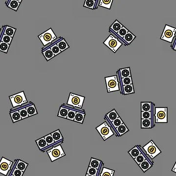 Cryptocurrency mining vector seamless pattern Illustrazione stock