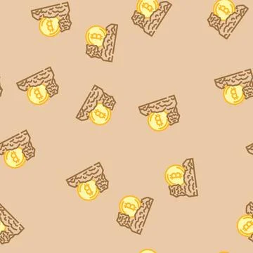 Cryptocurrency mining vector seamless pattern Illustrazione stock
