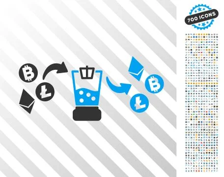 Cryptocurrency Mixer Flat Icon with Bonus Stock Illustration