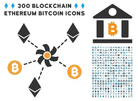 Cryptocurrency Mixer Rotor Flat Icon with Set イラスト素材