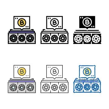 Cryptocurrency multipack mining color icon vector Stock Illustration