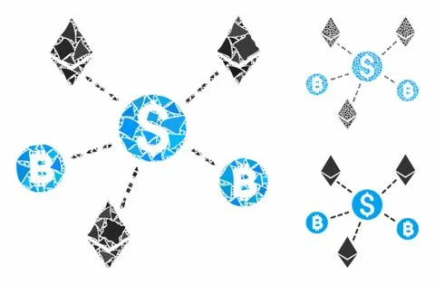 Cryptocurrency network Mosaic Icon of Tuberous Elements Stock Illustration