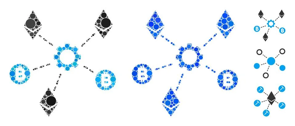 Cryptocurrency Network Nodes Composition Icon of Circle Dots Illustrazione stock