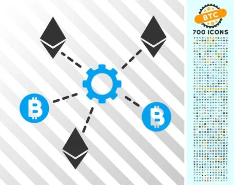 Cryptocurrency Network Nodes Flat Icon with Bonus イラスト素材