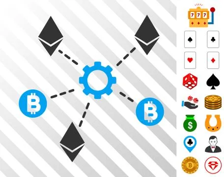 Cryptocurrency Network Nodes Icon with Bonus Illustrazione stock