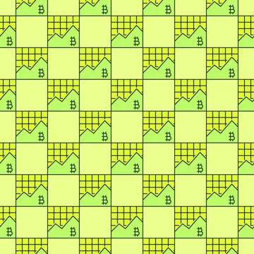 Cryptocurrency Online Trading vector Bitcoin Graph colored seamless pattern 库存插图