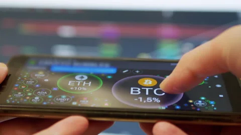 Cryptocurrency Pairs. Bubble Chart, Graph BTC, ETH. 4K. Close up Stock Footage 164254376