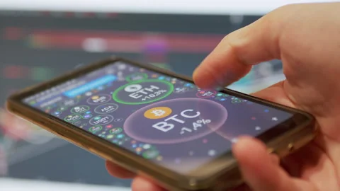 Cryptocurrency Pairs. Bubble Chart, Graph BTC, ETH. 4K. Close up Stock Footage 164254777