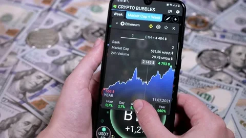 Cryptocurrency Pairs. Bubble Chart, Graph. Interest, index, drop, growth Stock Footage 168615973