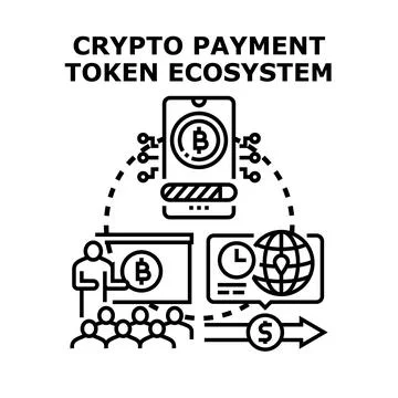Cryptocurrency payment token ecosystem concept illustration Stock Illustration