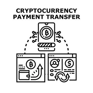 Cryptocurrency payment transfer using online digital wallet Stock Illustration