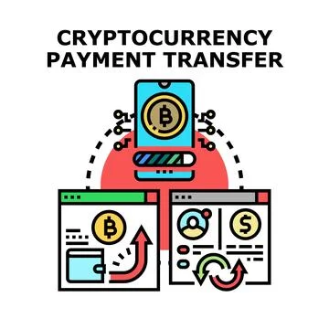Cryptocurrency payment transfer using online digital wallet Stock Illustration
