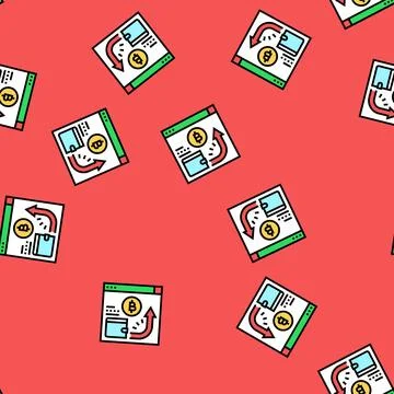 Cryptocurrency payment vector seamless pattern Stock Illustration