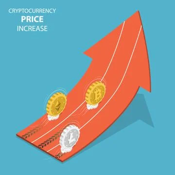 Cryptocurrency price increase isometric vector. Stock Illustration
