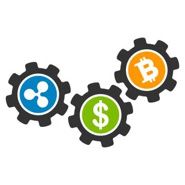 Cryptocurrency Process Gears Flat Icon イラスト素材