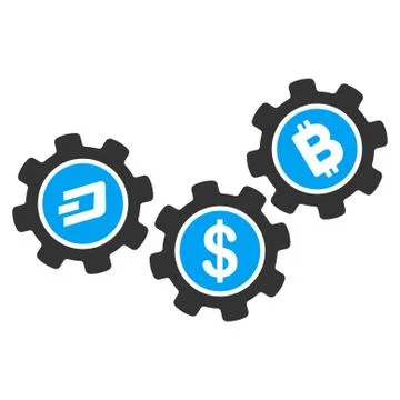 Cryptocurrency Process Gears Flat Vector Icon Stockillustratie