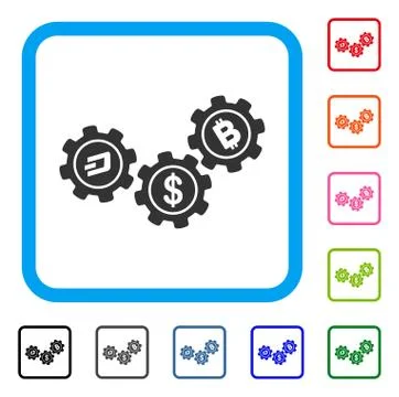 Cryptocurrency Process Gears Framed Icon Illustrazione stock