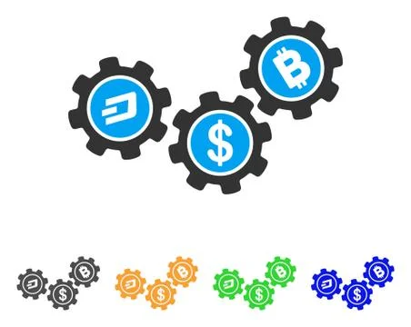 Cryptocurrency Process Gears Vector Icon Stockillustratie