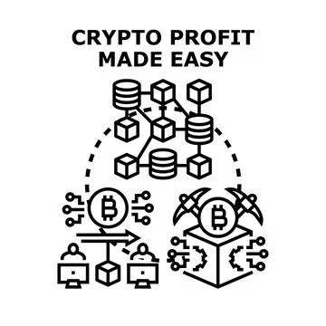 Cryptocurrency profit making easy concept on blockchain Ilustración de archivo