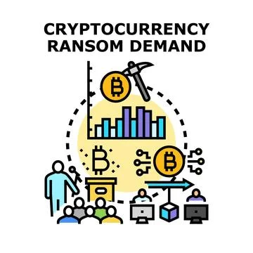 Cryptocurrency ransom demand and digital cyber attack threat Stock Illustration